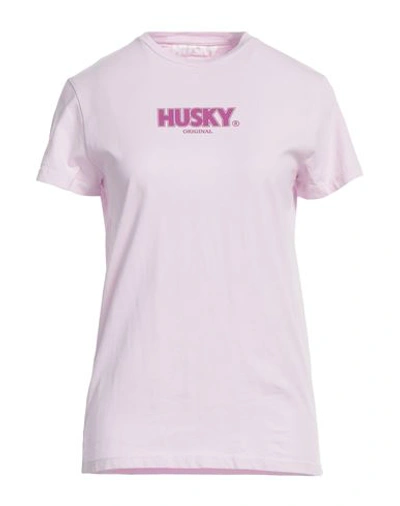 Husky Woman T-shirt Light Pink Size 6 Cotton