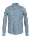 Manuel Ritz Man Shirt Blue Size 15 ½ Cotton, Elastane In Blue