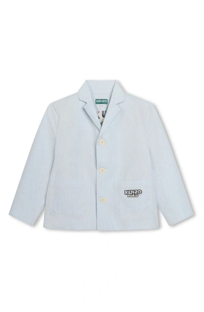 Kenzo Kids' Stripe-pattern Cotton-blend Blazer In Blue