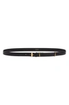 The Row Metallic Loop Small Leather Belt In Black Ans/ang