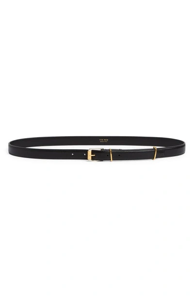 The Row Metallic Loop Small Leather Belt In Black Ans/ang