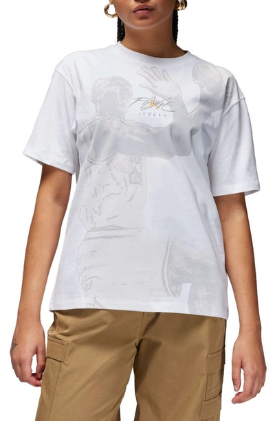 Jordan Essentials Core Embroidered Cotton Graphic T-shirt In White