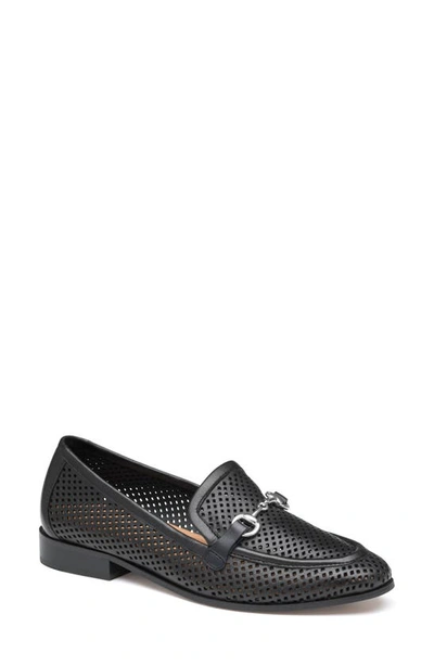 Johnston & Murphy Ali Perforated Bit Loafer In Black Glove