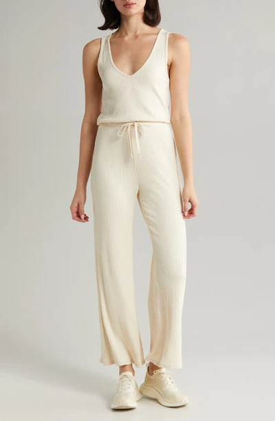 Beyond Yoga Jetsetter Rib Jumpsuit In Ivory