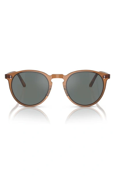 Oliver Peoples O'malley Round Sunglasses, 48mm In Carob/regal Blue