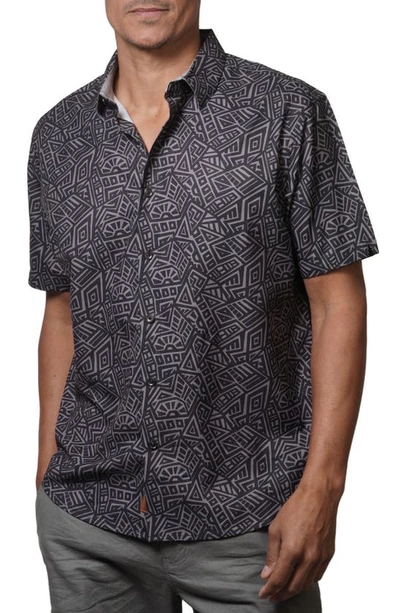 Fundamental Coast Eco Tahiti Short Sleeve Button-up Shirt In Phantom Black