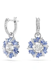 Swarovski Idyllia E Pierced Earrings Mini Hoop Rhodium Shiny Blue In Blue