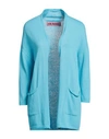 Pink Memories Woman Cardigan Sky Blue Size 4 Cotton, Acrylic In Blue