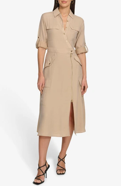 Dkny Cargo Midi Dress In Sandalwood