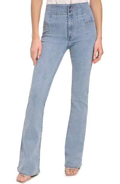 Dkny Women's Zip-fly Mid-rise Flare-leg Denim Jeans In Lightning