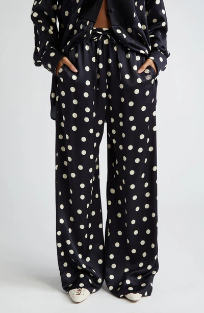 Stella Mccartney Polka Dot Satin Drawstring Trousers In Multi