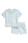 Nordstrom Babies'  Cozy Short Sleeve Top & Shorts Set In Blue Drift
