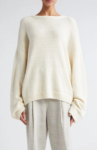 Totême Oversize Cotton Blend Chenille Sweater In Cream