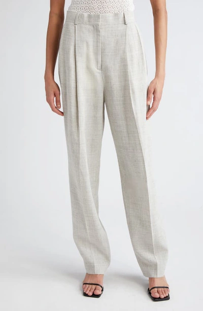 Totême Pleat Front Tailored Trousers In Oat Melange