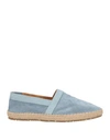 Eleventy Man Espadrilles Slate Blue Size 12 Soft Leather In Blue