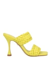 LOLA CRUZ LOLA CRUZ WOMAN SANDALS YELLOW SIZE 8 SOFT LEATHER