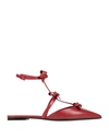 Valentino Garavani Woman Ballet Flats Red Size 8 Soft Leather In Red