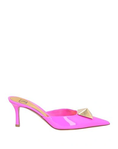 Valentino Garavani Woman Mules & Clogs Fuchsia Size 8 Soft Leather In Pink