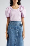 3.1 Phillip Lim Puff-sleeve Cotton-blend Top In Wisteria