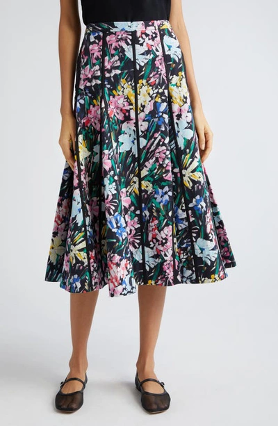 3.1 Phillip Lim Flowerworks Godet Knee-length Skirt In Black Multi