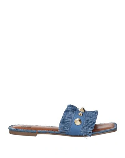 Bibi Lou Woman Sandals Sky Blue Size 8 Textile Fibers In Blue