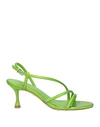 Lola Cruz Woman Sandals Acid Green Size 8 Leather In Green