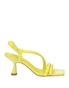 Lola Cruz Woman Sandals Acid Green Size 8 Leather In Green