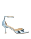 Lola Cruz Woman Sandals Sky Blue Size 8 Leather In Blue