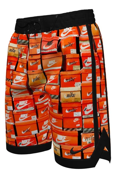 Nike Kids' Big Boys Stacked Fade Away Swim Shorts In Orange
