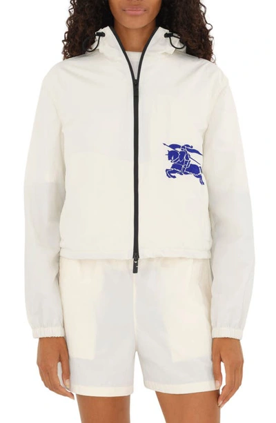 Burberry Elasticated Cuffs Graphic Print Hooded Design In Salt