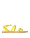 Paloma Barceló Woman Espadrilles Yellow Size 7 Leather In Yellow