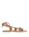 Le Salentine Woman Thong Sandal Camel Size 8 Calfskin In Beige