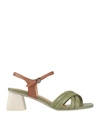 JEANNOT JEANNOT WOMAN SANDALS MILITARY GREEN SIZE 10 LEATHER