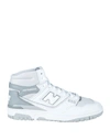New Balance High-top Sneakers With Contrast Sole And Perforated Detailing In White