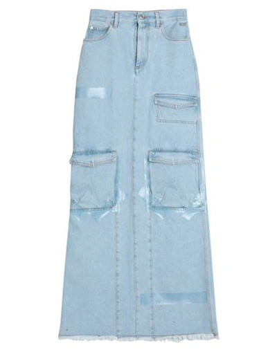 Gcds Woman Denim Skirt Blue Size 30 Cotton