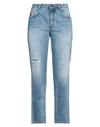 ERMANNO SCERVINO ERMANNO SCERVINO WOMAN JEANS BLUE SIZE 10 COTTON, GLASS, ABS - ACRYLONITRILE BUTADIENE STYRENE, SILK