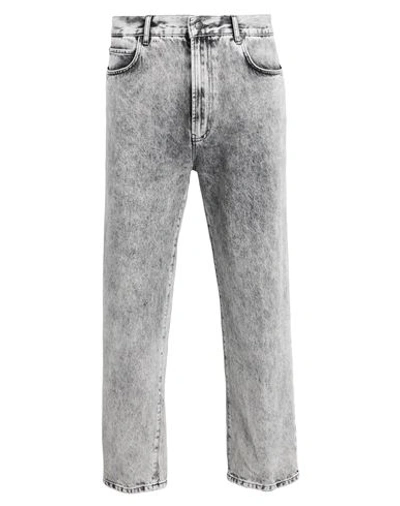 Hugo Loose-fit Jeans In Bleach-wash Black Rigid Denim In Grey