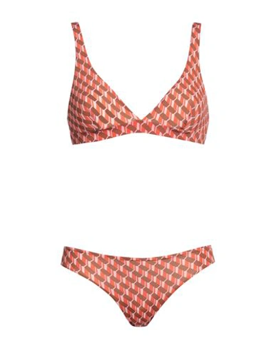 Siyu Woman Bikini Coral Size 4 Polyamide, Elastane In Red