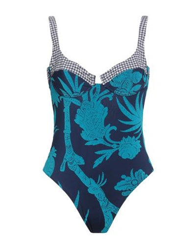 Me Fui Woman One-piece Swimsuit Navy Blue Size L Polyester, Polyamide, Elastane