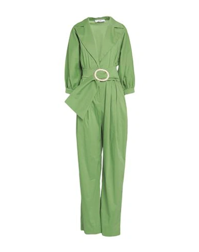 Jijil Woman Jumpsuit Green Size 8 Cotton, Polyamide, Elastane