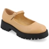 Journee Collection Women's Kamie Wide Width Mary Jane Round Toe Buckle Flats In Beige