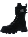 Dkny Sava Womens Magnetic Closer Lug Sole Combat & Lace-up Boots In Black