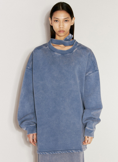 Y/project Triple Collar Sweatshirt In Blue