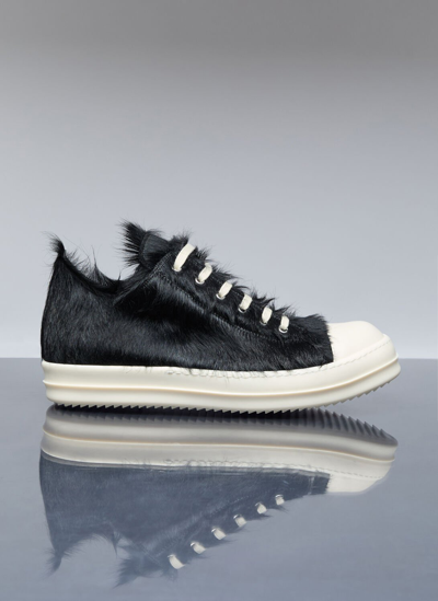 Rick Owens Fur Low Top Sneakers In Black