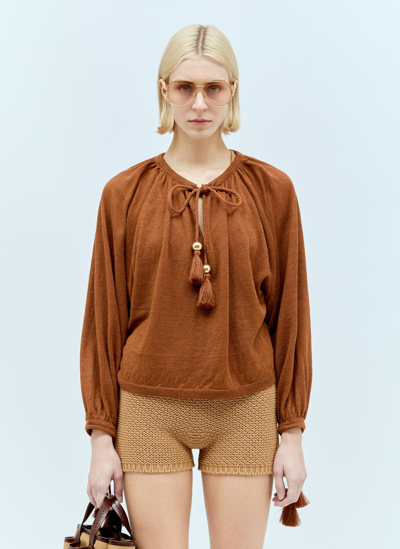 MAX MARA LINEN TASSEL TOP