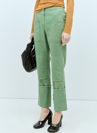 Max Mara Cotton Drill Trousers In Green