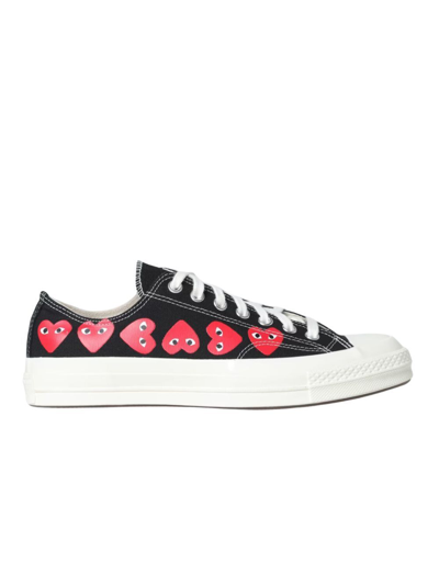 Comme Des Garçons Play Converse Multi Heart Low Top Sneakers In Black