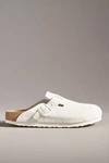 Birkenstock Off-white Narrow Boston Soft Footbed Slip-on Loafers In White