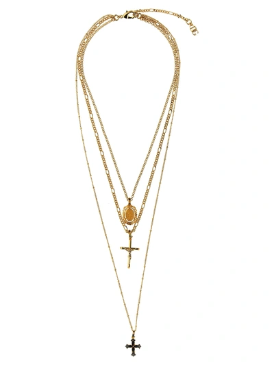 Dolce & Gabbana Crosses Charms Necklace Jewelry Gold