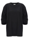 Dries Van Noten Women Black Cotton Draped T-shirt In Black